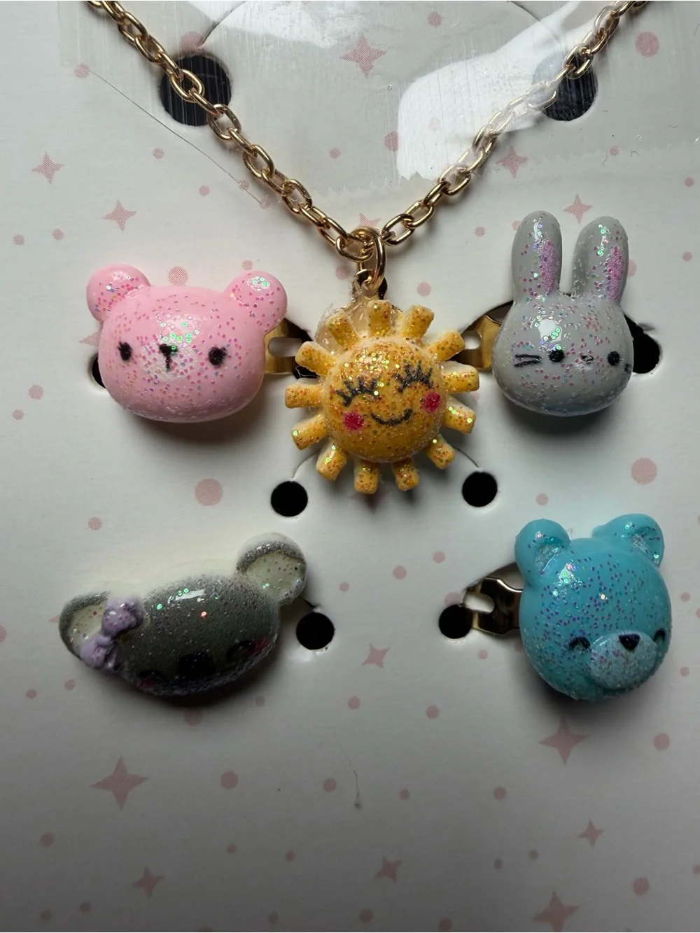 5pc Kids Small Pets Charm Necklace With Four Rings